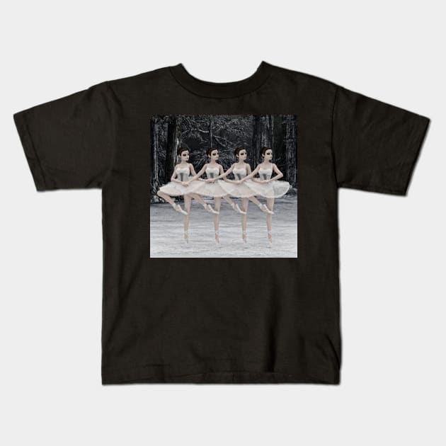 Four Little Swans Ballet Dancers Kids T-Shirt by 2HivelysArt